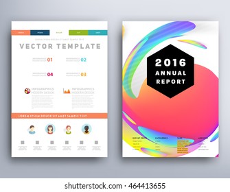 Abstract Background with Liquid Bubbles Shapes, Brochure Template Layout for Annual Report or Business Design. A4 Booklet. Circle Structures. Vector Illustration.