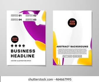 Abstract Background with Liquid Bubbles Shapes, Brochure Template Layout for Annual Report or Business Design. A4 Booklet. Circle Structures. Vector Illustration.