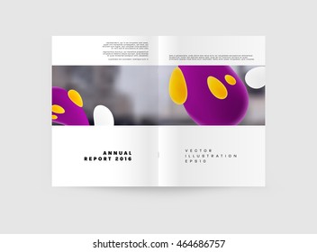 Abstract Background with Liquid Bubbles Shapes, Brochure Template Layout for Annual Report or Business Design. A4 Booklet. Circle Structures. Vector Illustration.