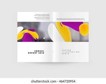 Abstract Background with Liquid Bubbles Shapes, Brochure Template Layout for Annual Report or Business Design. A4 Booklet. Circle Structures. Vector Illustration.