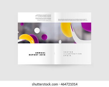 Abstract Background with Liquid Bubbles Shapes, Brochure Template Layout for Annual Report or Business Design. A4 Booklet. Circle Structures. Vector Illustration.