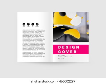 Abstract Background with Liquid Bubbles Shapes, Brochure Template Layout for Annual Report or Business Design. A4 Booklet. Circle Structures. Vector Illustration.
