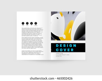 Abstract Background with Liquid Bubbles Shapes, Brochure Template Layout for Annual Report or Business Design. A4 Booklet. Circle Structures. Vector Illustration.