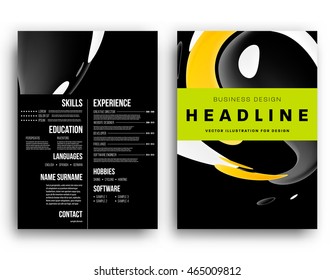 Abstract Background with Liquid Bubbles Shapes, Brochure Template Layout for Annual Report or Business Design. A4 Booklet. Circle Structures. Vector Illustration.