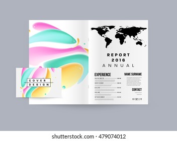 Plano de fundo abstrato com formas de bolhas líquidas, layout de modelo de folheto para relatório anual ou design de negócios. Livreto A4. Estruturas de Círculo. Ilustração de vetor.