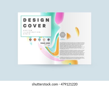 Abstract Background with Liquid Bubbles Shapes, Brochure Template Layout for Annual Report or Business Design. A4 Booklet. Circle Structures. Vector Illustration.