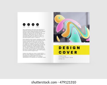 Abstract Background with Liquid Bubbles Shapes, Brochure Template Layout for Annual Report or Business Design. A4 Booklet. Circle Structures. Vector Illustration.