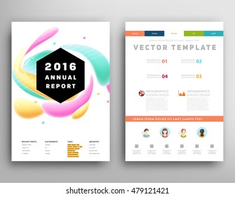 Abstract Background with Liquid Bubbles Shapes, Brochure Template Layout for Annual Report or Business Design. A4 Booklet. Circle Structures. Vector Illustration.