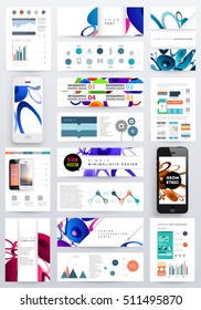 Abstract Background with Liquid Bubbles Shapes, Brochure Template Layout for Annual Report or Business Design. A4 Booklet. Circle Structures. Vector Illustration.