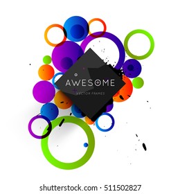 Abstract Background with Liquid Bubbles Shapes, Brochure Template Layout for Annual Report or Business Design. A4 Booklet. Circle Structures. Vector Illustration.