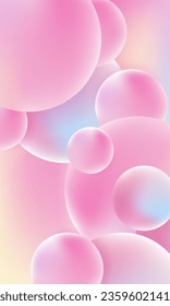 Abstract background. Liquid circles hologram on a colored background. 3D sphere in light pink color. Vector illustration