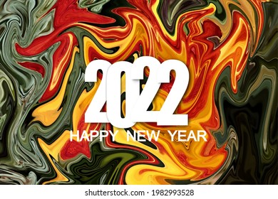 Abstract background liquid color geometric shape design template, festive poster for new year 2022