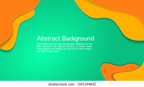 abstract background liquid cut paper in orange and green color