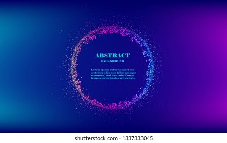 Abstract background with liquid flow particle composition. Shining futuristic dots combination vector