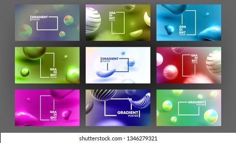 Abstract Background Liquid Fluid Set Vector. Cosmetic Magazine. Chemistry Shapes. Party Light. Ink Future Splash. Bright Card. Paper Tech Element. 3D Realistic Illustration