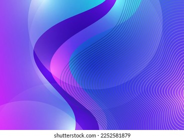 Resumen de fondo líquido formas orgánicas de ondas y círculos dinámicos, líneas sobre un fondo de color brillante. Ilustración del vector