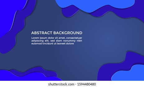 abstract background liquid paper cut in blue navy