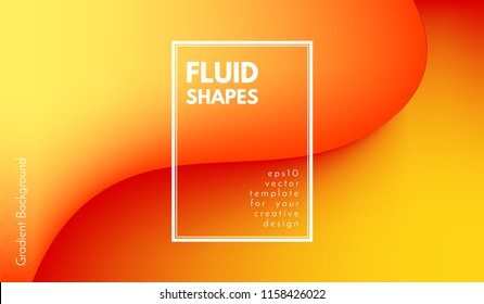 Abstract Background with Liquid Shapes. Trendy Gradients in Yellow Colors. 3d Abstract Flow Poster. Eps10 Vector Illustration. Fluid Shapes Composition. Abstract Background with Glow Effect for Cover.
