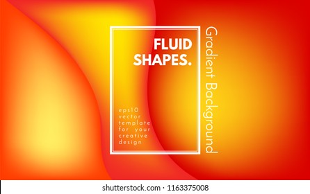 Abstract Background with Liquid Shapes. Trendy Gradients in Yellow Colors. 3d Abstract Flow Poster. Eps10 Vector Illustration. Fluid Shapes Composition. Abstract Background with Glow Effect for Cover.