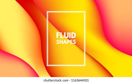 Abstract Background with Liquid Shapes. Trendy Gradients in Yellow Colors. 3d Abstract Flow Poster. Eps10 Vector Illustration. Fluid Shapes Composition. Abstract Background with Glow Effect for Cover.