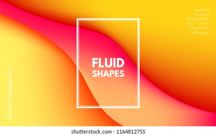 Abstract Background with Liquid Shapes. Trendy Gradients in Yellow Colors. 3d Abstract Flow Poster. Eps10 Vector Illustration. Fluid Shapes Composition. Abstract Background with Glow Effect for Cover.