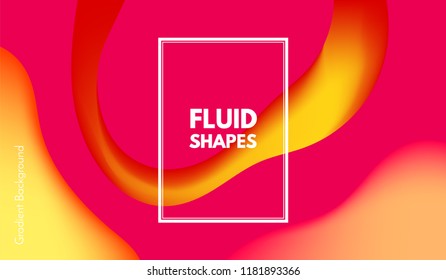 Abstract Background with Liquid Shapes. Trendy Gradients in Yellow Colors. 3d Abstract Flow Poster. Eps10 Vector Illustration. Fluid Shapes Composition. Abstract Background with Glow Effect for Cover.