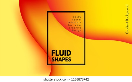 Abstract Background with Liquid Shapes. Trendy Gradients in Yellow Colors. 3d Abstract Flow Poster. Eps10 Vector Illustration. Fluid Shapes Composition. Abstract Background with Glow Effect for Cover.