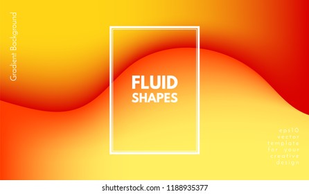 Abstract Background with Liquid Shapes. Trendy Gradients in Yellow Colors. 3d Abstract Flow Poster. Eps10 Vector Illustration. Fluid Shapes Composition. Abstract Background with Glow Effect for Cover.