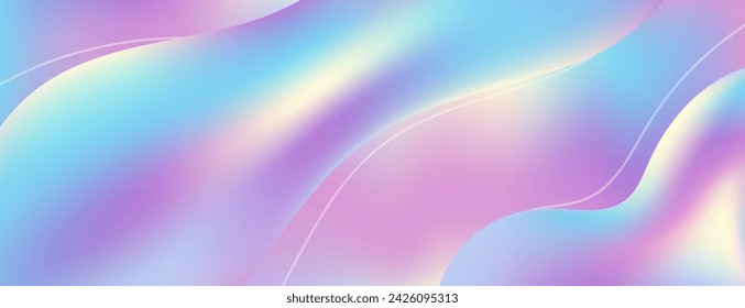 Abstract background with liquid wavy shapes, futuristic banner. Glowing vector design of shimmering blue and purple colors.