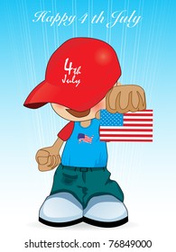 abstract background with little boy showing us flag