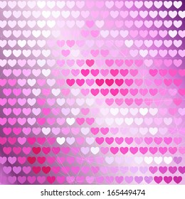 Abstract background with little hearts, looks like stylized mosaic rose flower