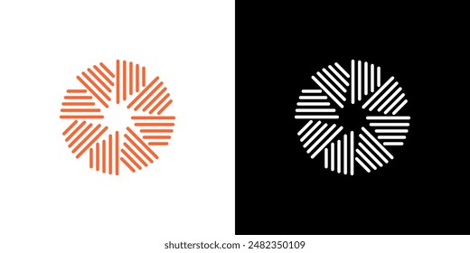 Abstract background logo line pattern in circle icon vector design illustration