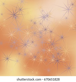 Abstract Background with Long Ray Stars Chaotically Scattered on Gradient Background. Bright Pattern