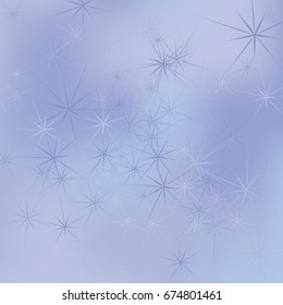 Abstract Background with Long Ray Stars Chaotically Scattered on Gradient Background. Bright Pattern