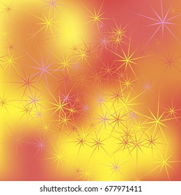 Abstract Background with Long Ray Stars Chaotically Scattered on Gradient Background. Bright Pattern