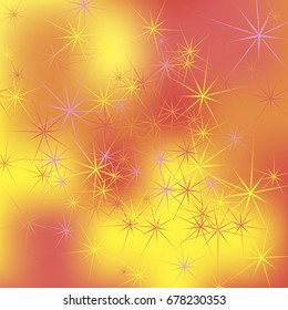Abstract Background with Long Ray Stars Chaotically Scattered on Gradient Background. Bright Pattern