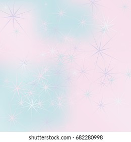 Abstract Background with Long Ray Stars Chaotically Scattered on Gradient Background. Bright Pattern