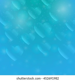 Abstract background love. Decorative design with hearts. Bright element  bokeh. Romantic illustration. Valentine's Day image. Festive creative object. Simple graphic image. Vector.

