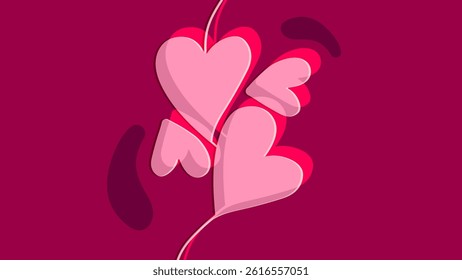 ABSTRACT BACKGROUND WITH LOVE HAND DRAWN ORGANIC SHAPES. PASTEL PINK COLOR FLAT DESIGN VECTOR TEMPLATE FOR WALLPAPER, COVER DESIGN
