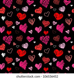 Abstract background, love heart seamless vector pattern.