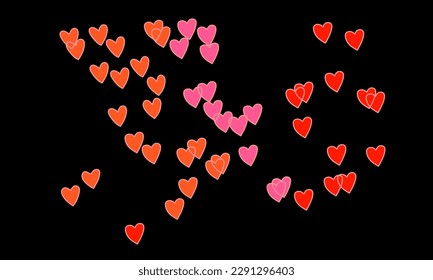 fondo abstracto con símbolo de amor. adecuado para eventos sobre el amor. muchos símbolos de amor rosados aislados en fondo negro 