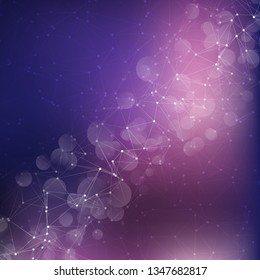 Fondo abstracto con un diseño de polos bajo y líneas de conexión y puntos