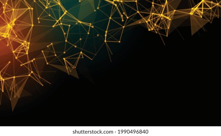 abstract background with low poly golden lines