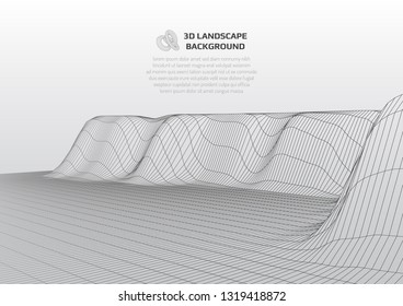 Abstract background with low poly landscape. The space of the virtual world.