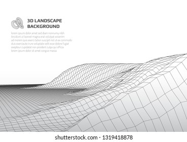 Abstract background with low poly landscape. The space of the virtual world.