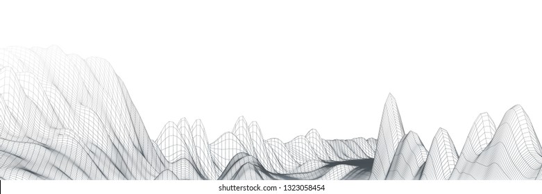 Abstract background with low poly landscape. The space of the virtual world.