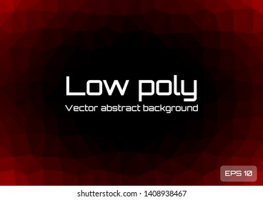 Abstract background with low poly red and black. Geometric triangulation. Textured Vector Illustration