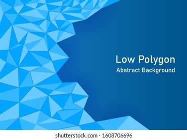 Abstract background low polygon in blue color.monochromatic color with text in blue background.vector and illutration.