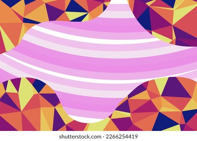 Abstract background with lowpoly and wavy shapes. Artistic colorful wallpaper or backdrop with polygonal shapes and curves.