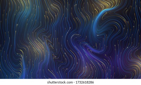 Abstract background with luminous curved lines, cartographic stylized pattern